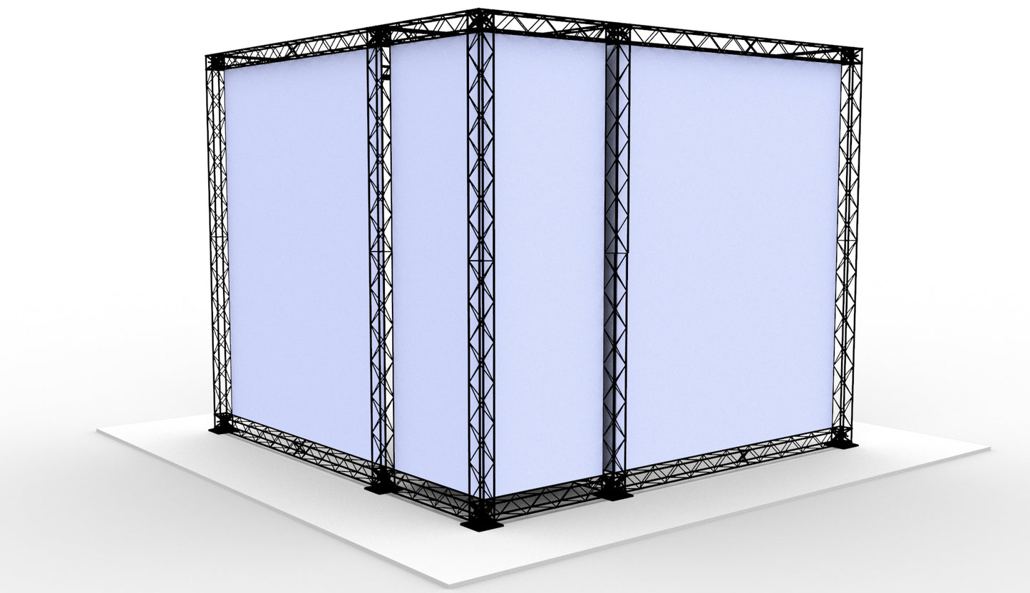L-stand 300x300x250 (LxBxH) med opbevaringsrum