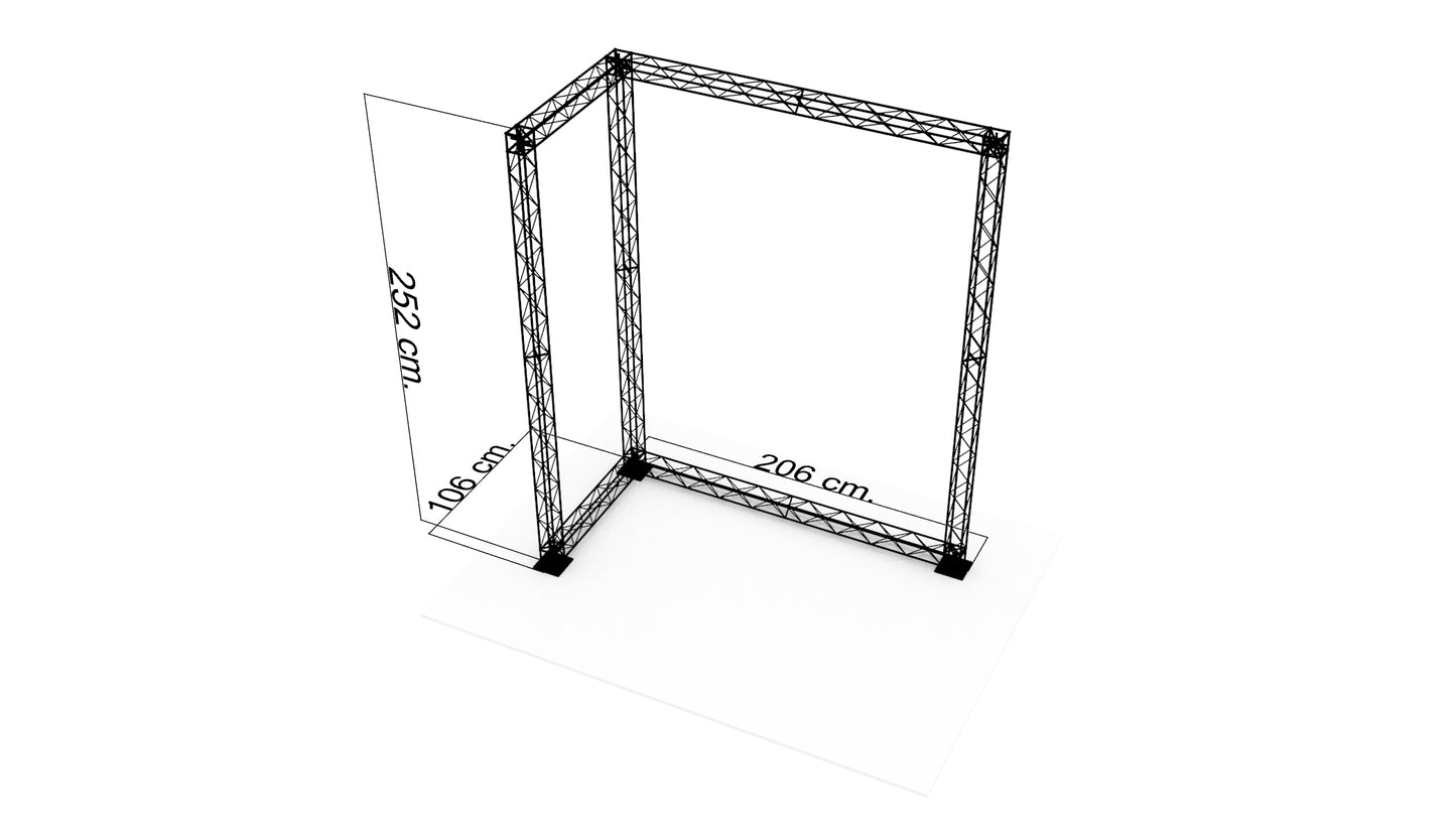 L-stand 200x100x250 cm. (LxBxH)
