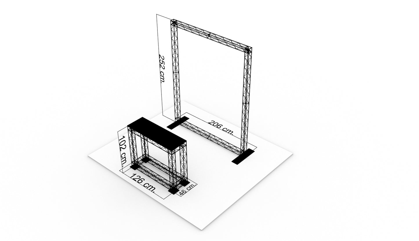 Bagvæg 200x250 cm. (BxH) med bord