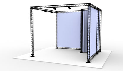 L-stand 300x300x250 (LxBxH) med opbevaringsrum
