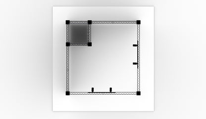 L-stand 300x300x250 (LxBxH) med opbevaringsrum