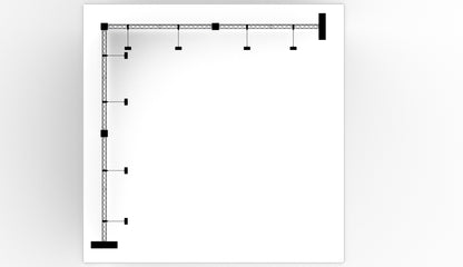 L-stand 500x500x250 cm. (LxBxH)