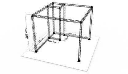 L-stand 300x300x250 (LxBxH) med opbevaringsrum