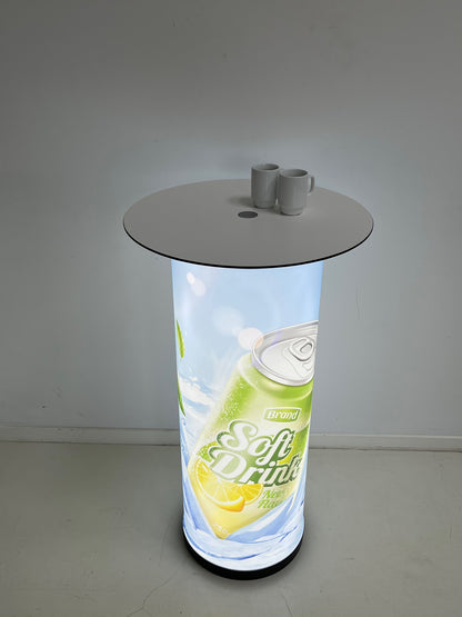 Messebord ø600 hvid, h=110cm, med integreret LED lys